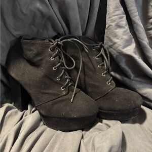 Black Lace-Up Ankle Boots